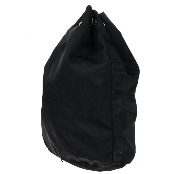 PRADA Logo Tessuto Mini Drawstring Pouch Nylon Leather Black SHW Italy - Picture 5 of 15